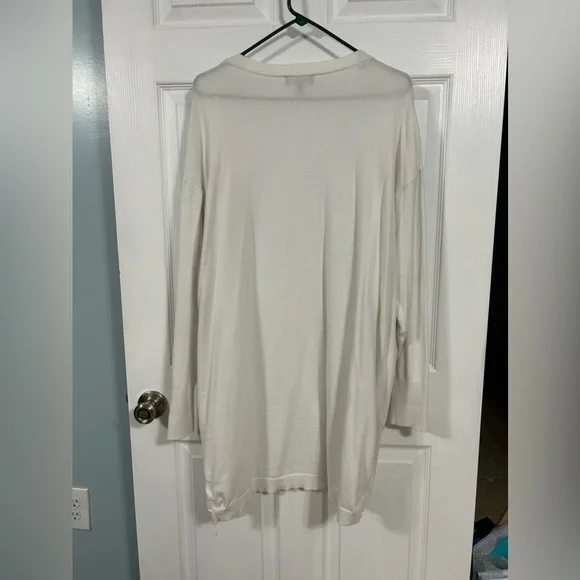 Express Long Seeve Cardigan White Long Size Large Soft Pockets - Picture 7 of 9